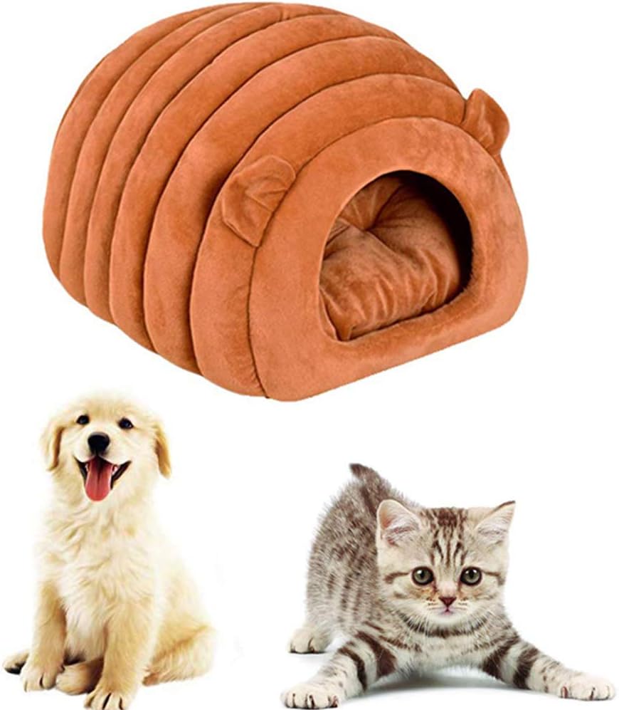 Orange Brown Cat Cave Bed - Cozy Pet House for Cats - Soft Comfortable Kitten Bed - Image 2