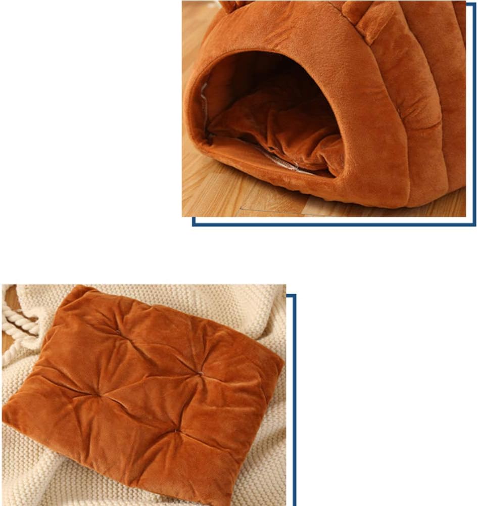 Orange Brown Cat Cave Bed - Cozy Pet House for Cats - Soft Comfortable Kitten Bed - Image 4