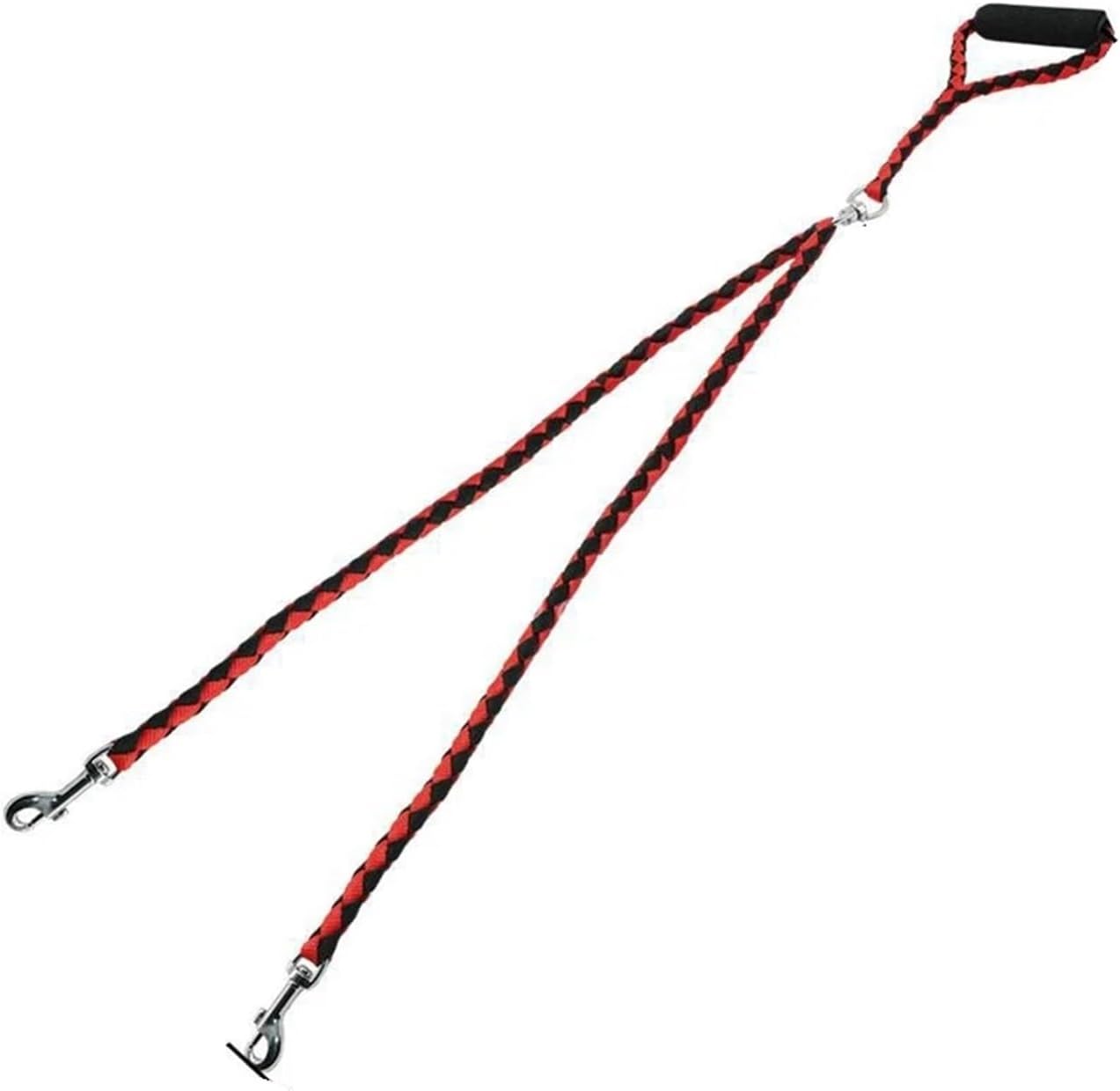 Red and Black Double Dog Leash and Collar Set - 1.4m Long - Durable Pet Lead for Dogs - Image 4