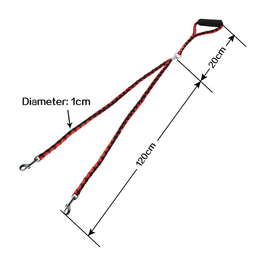Red and Black Double Dog Leash and Collar Set - 1.4m Long - Durable Pet Lead for Dogs - Image 5