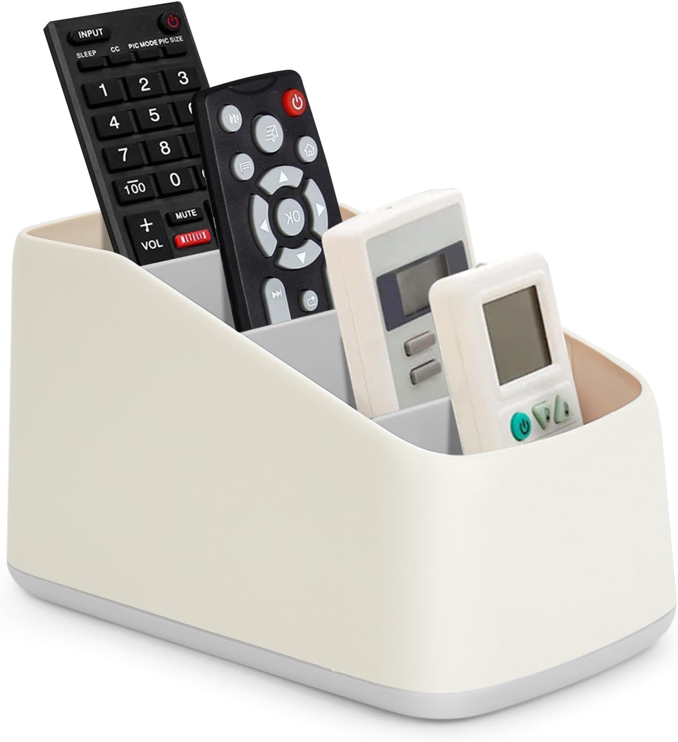 4 Compartment Remote Control Holder 17.3x10x8.5cm TV Remote Organizer Desk Storage Box for Remotes Phones and Accessories Living Room Bedroom - Image 1