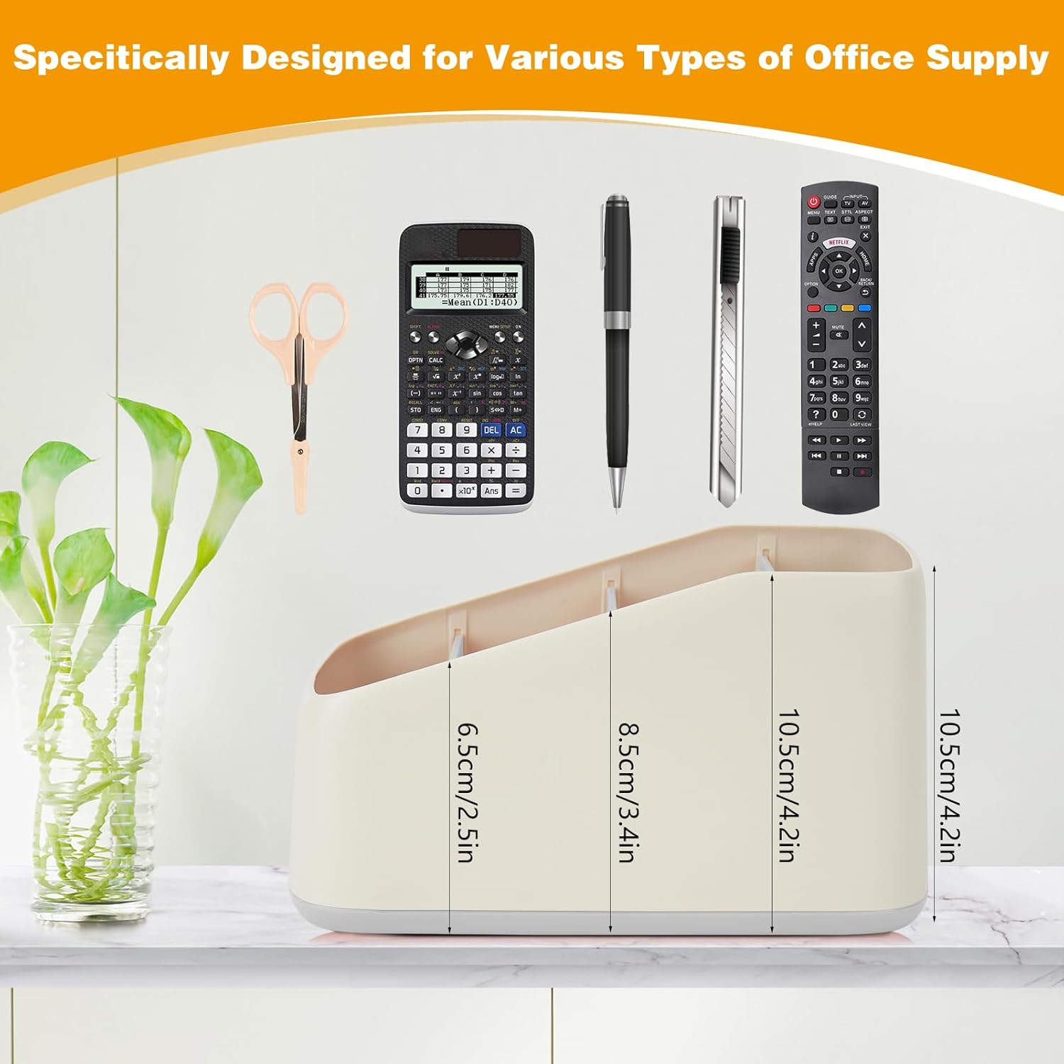 4 Compartment Remote Control Holder 17.3x10x8.5cm TV Remote Organizer Desk Storage Box for Remotes Phones and Accessories Living Room Bedroom - Image 2