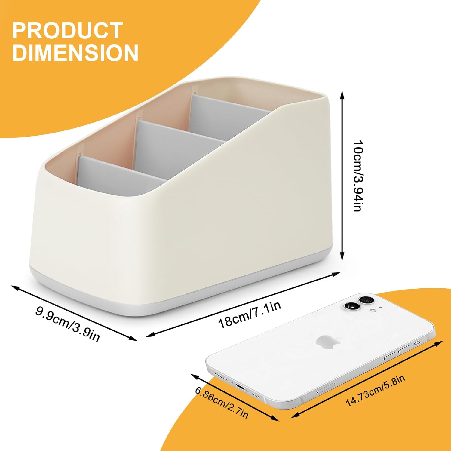 4 Compartment Remote Control Holder 17.3x10x8.5cm TV Remote Organizer Desk Storage Box for Remotes Phones and Accessories Living Room Bedroom - Image 6