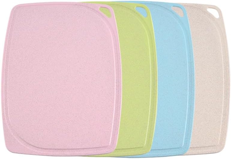 4 Colours Cutting Board Set Wheat Straw Antislip Durable for Various Food - Image 1