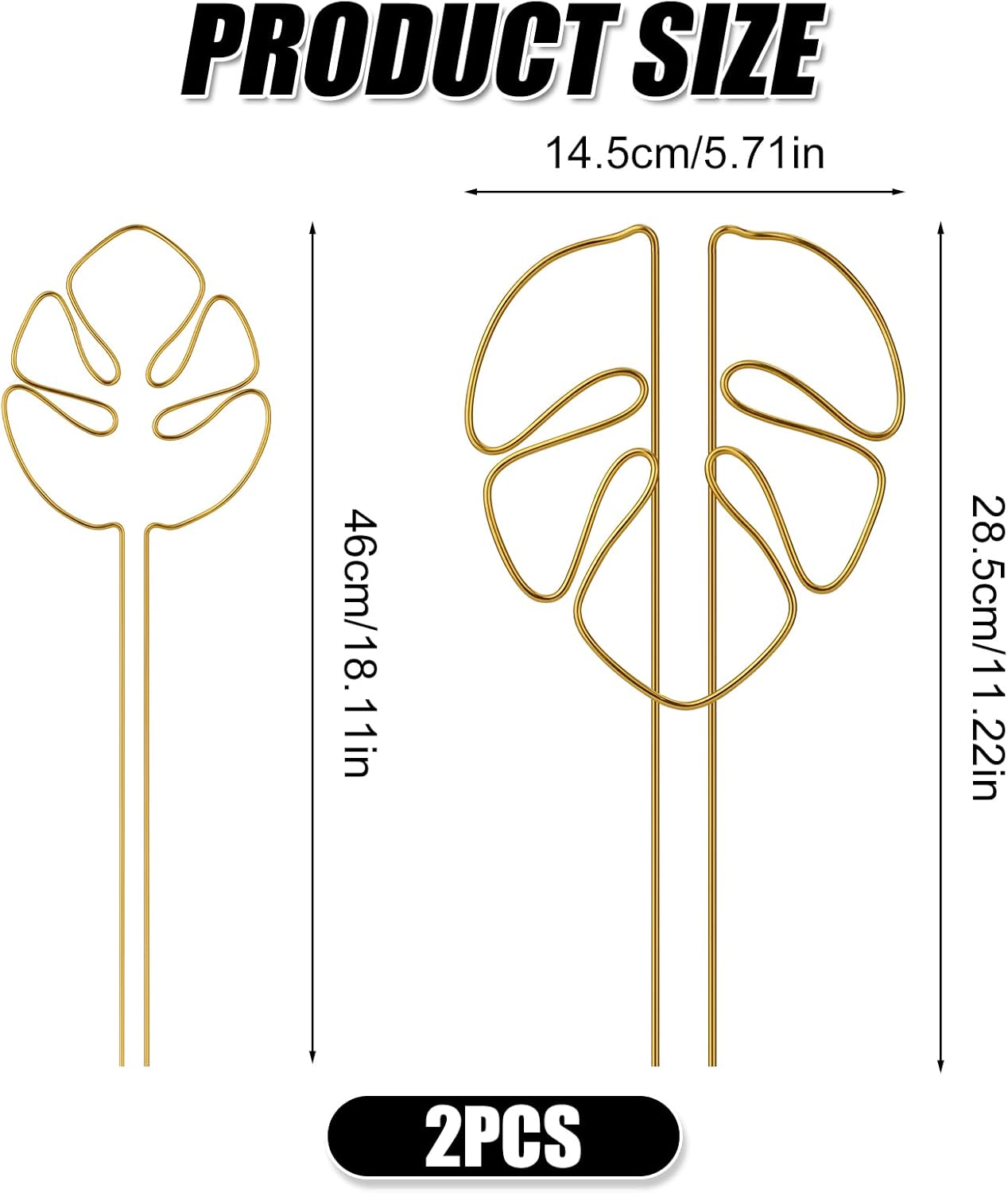 2 Pack Gold Plant Supports Indoor Outdoor Plant Stakes Clips Plant Stand for Plant Support - Image 2