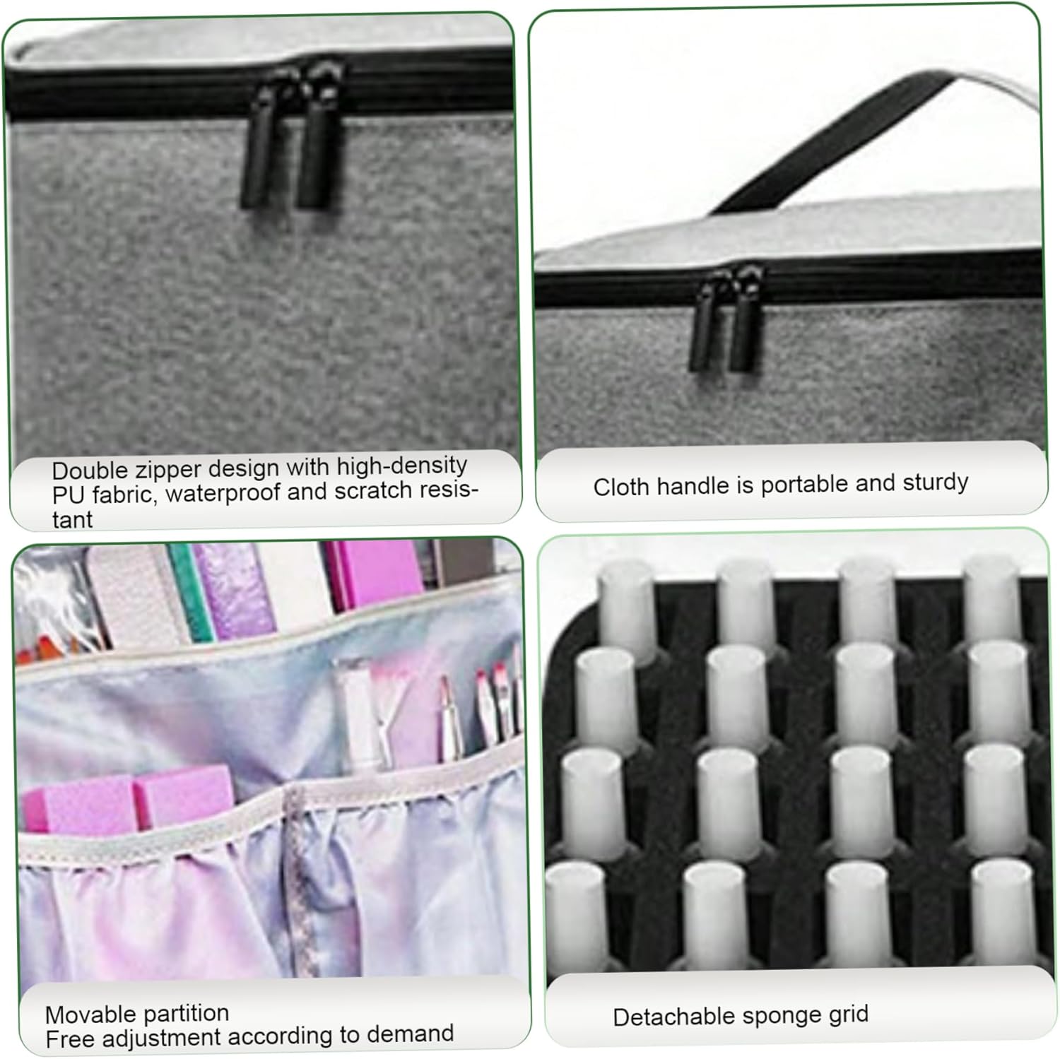 Large Capacity Grey Makeup Organizer Case - Cosmetic Storage Beauty Bag for Makeup Tools - Image 7