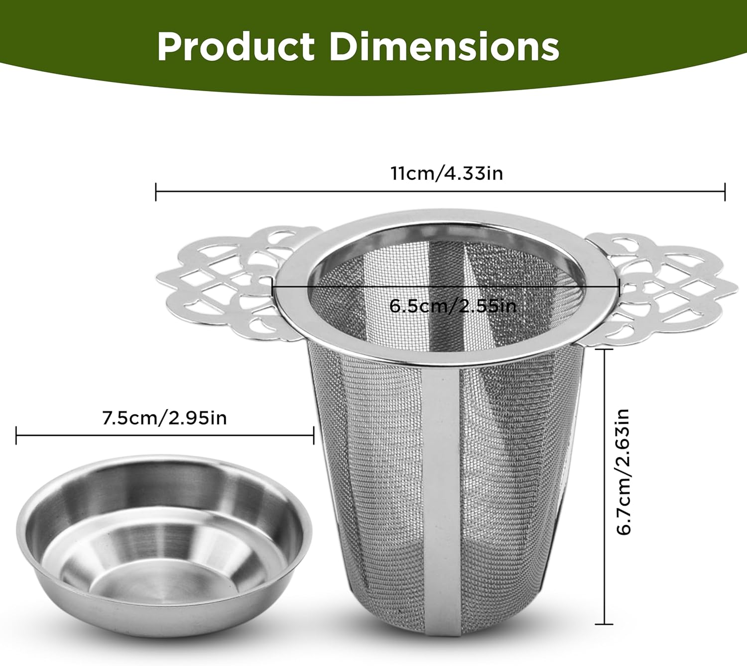 2 Pack Stainless Steel Tea Strainers for Loose Leaf Tea - Reusable Tea Filters - Image 2
