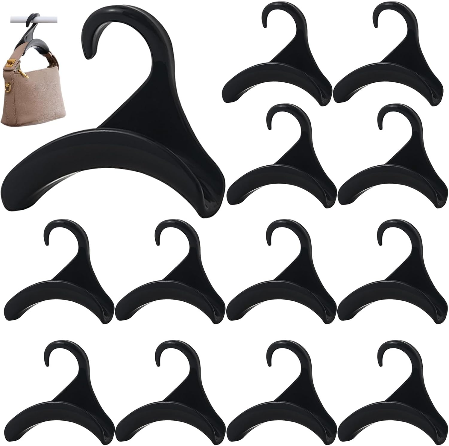 12 Pack Acrylic Keychain Organizer Black Space Saving Cabinet Hanger - Image 1