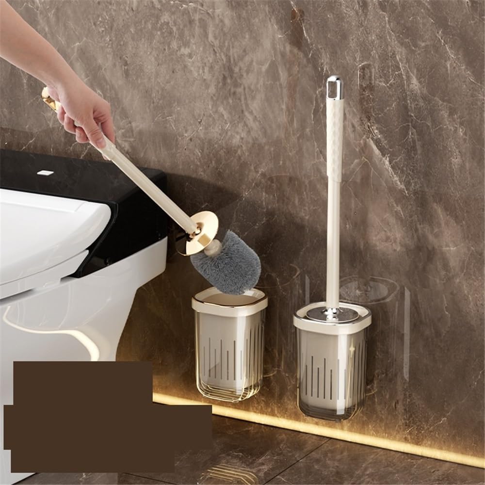 Compact Toilet Brush with Long Handle Wall Mounted No Drilling Bathroom Cleaning Tool Anti-Splash Design - Image 2