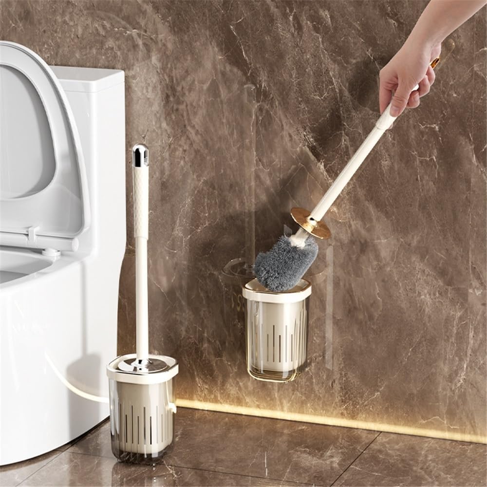 Compact Toilet Brush with Long Handle Wall Mounted No Drilling Bathroom Cleaning Tool Anti-Splash Design - Image 4