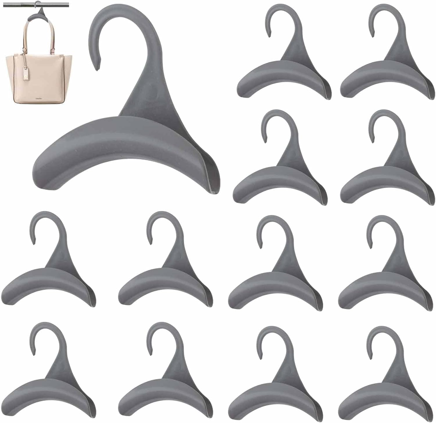 12 Pack Multi-functional Grey Clothes Hangers Space Saving Wardrobe Organisers - Image 1