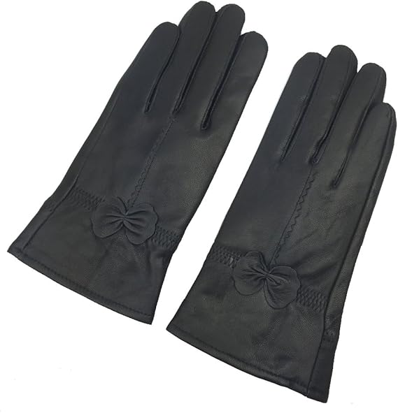 Winter Warm Fleece Lined Leather Gloves - Black - Size L - 1 Pair - Stylish Cold Weather Accessory - Image 1