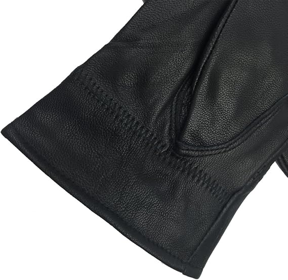 Winter Warm Fleece Lined Leather Gloves - Black - Size L - 1 Pair - Stylish Cold Weather Accessory - Image 3