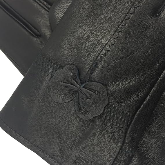 Winter Warm Fleece Lined Leather Gloves - Black - Size L - 1 Pair - Stylish Cold Weather Accessory - Image 5