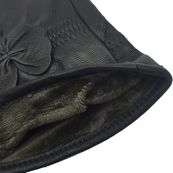 Winter Warm Fleece Lined Leather Gloves - Black - Size L - 1 Pair - Stylish Cold Weather Accessory - Image 6