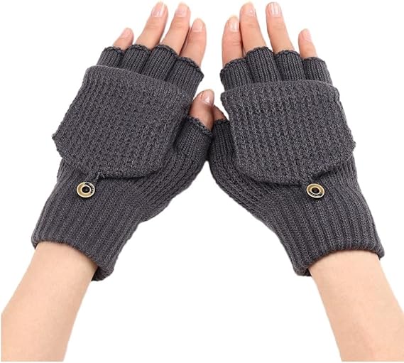Women's Warm Fingerless Gloves - 1 Pair - Dark Grey - Image 1