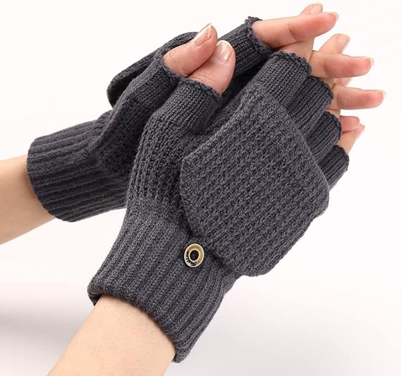 Women's Warm Fingerless Gloves - 1 Pair - Dark Grey - Image 2