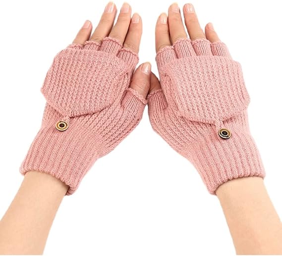 Women's Warm Fingerless Gloves - Pink - 1 Pair - Image 1