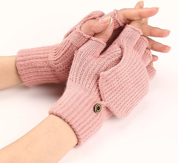 Women's Warm Fingerless Gloves - Pink - 1 Pair - Image 2