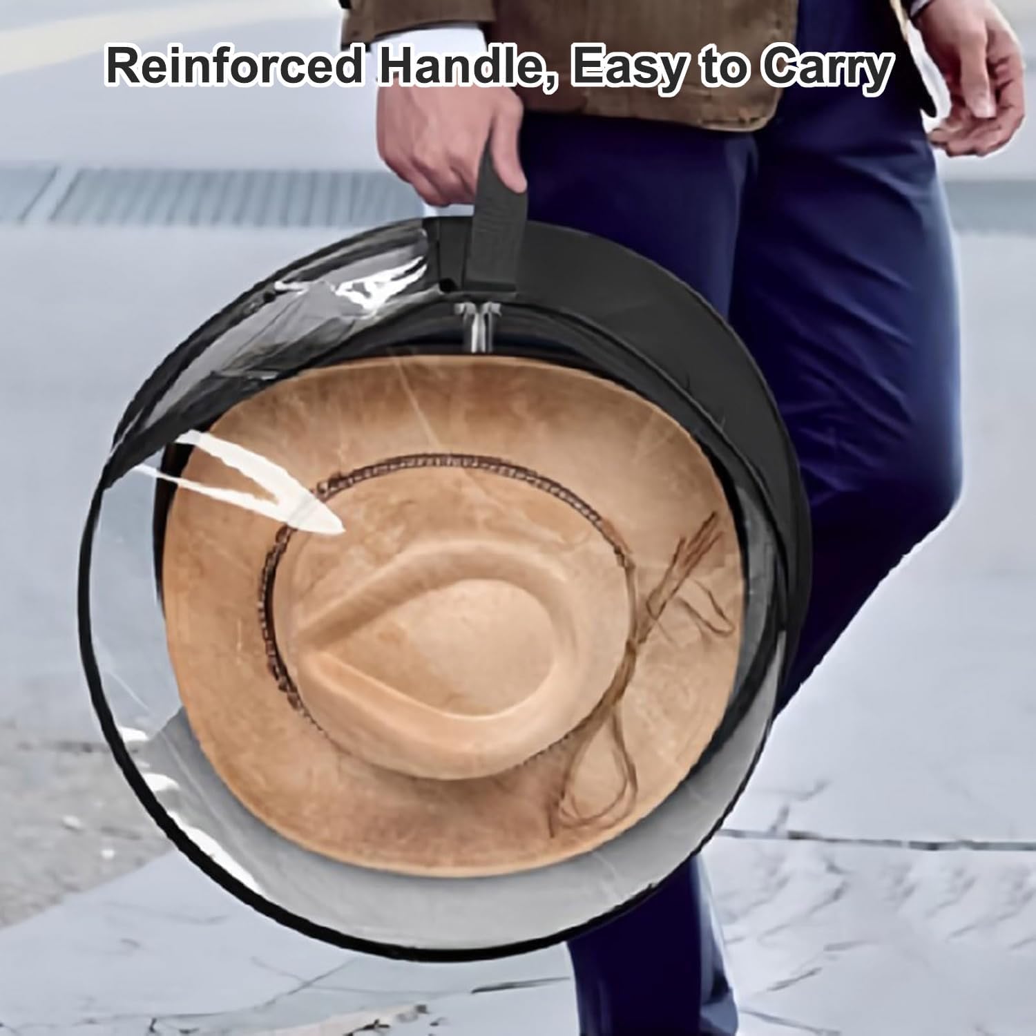 Oversized Transparent Hat Storage Bag for 5-7 Hats Men Women Portable Cowboy Hat Case with Zipper Handle Dustproof Multipurpose Organizer - Image 7