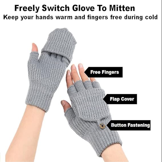 Women's Red Warm Fingerless Gloves 1 Pair - Image 4