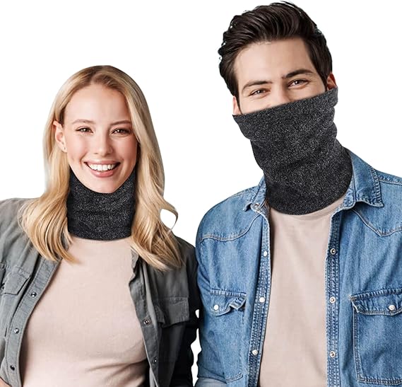 Winter Sports Fleece Scarf - Unisex Dark Grey Warm Neck Warmer for Cold Weather - Image 2