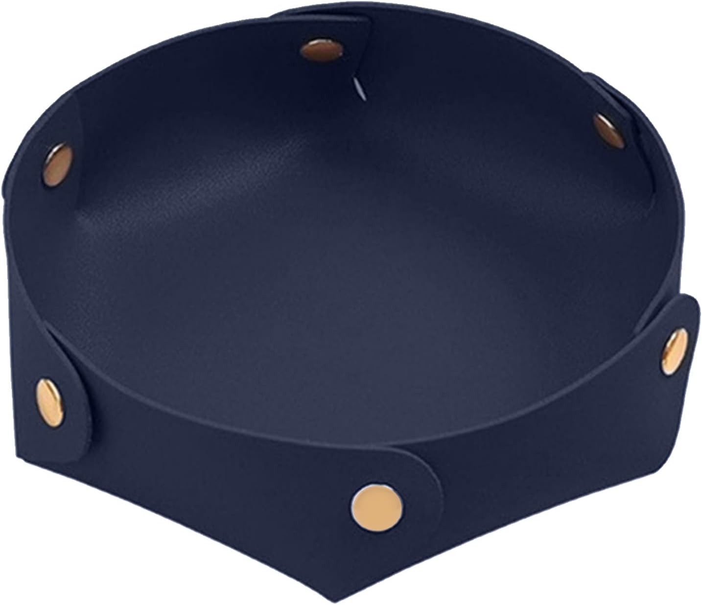 Portable Dark Blue PU Leather Entryway Table Nightstand Organizer for Phones Keys Wallets Watches Coins Travel Plate Sorter - Image 1
