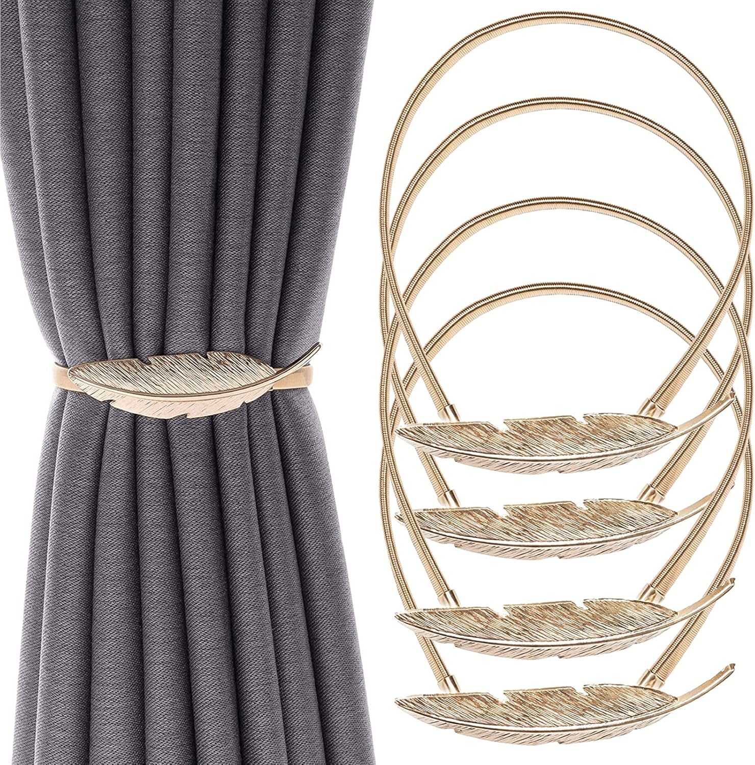 4 Pack Curtain Ties Gold Decorative Window Accessories for Hanging Curtains - Image 1