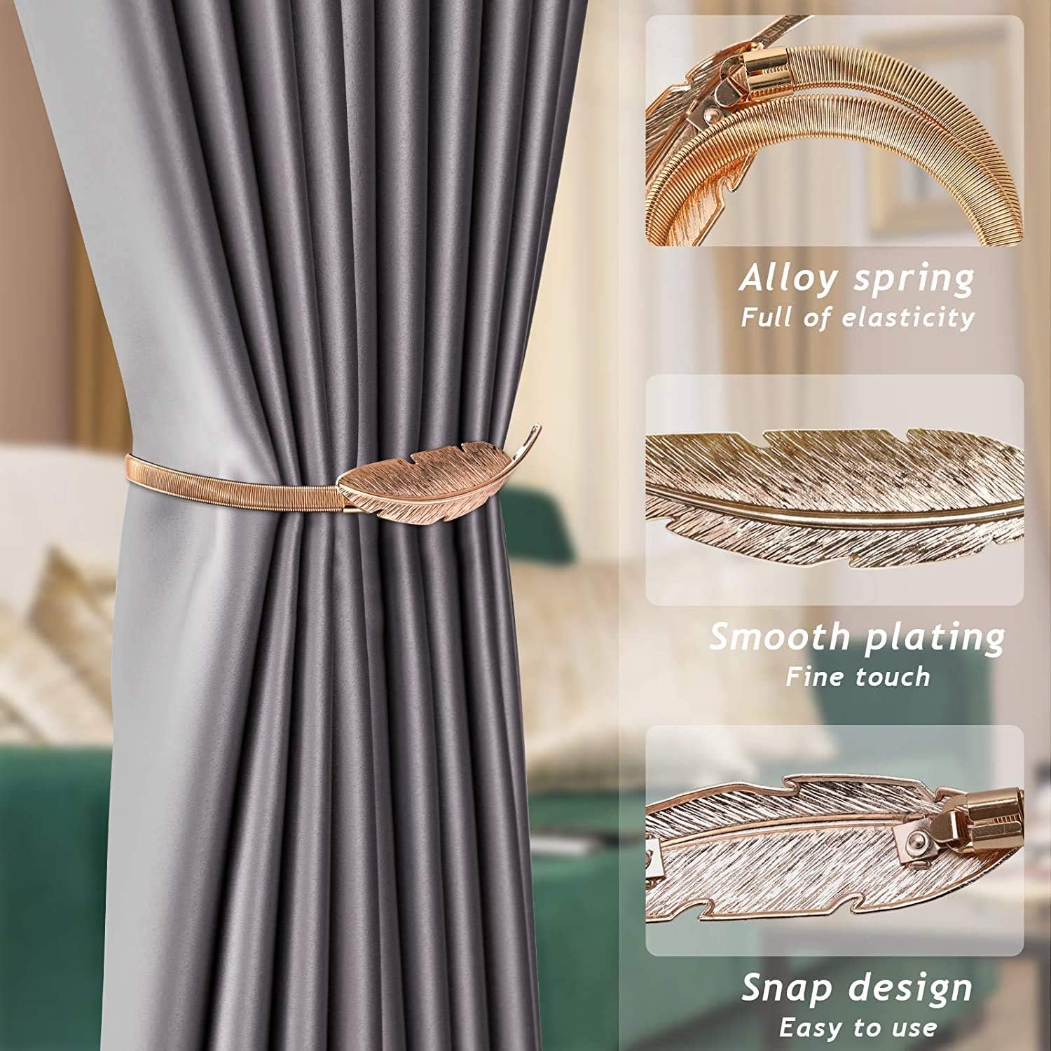4 Pack Curtain Ties Gold Decorative Window Accessories for Hanging Curtains - Image 5