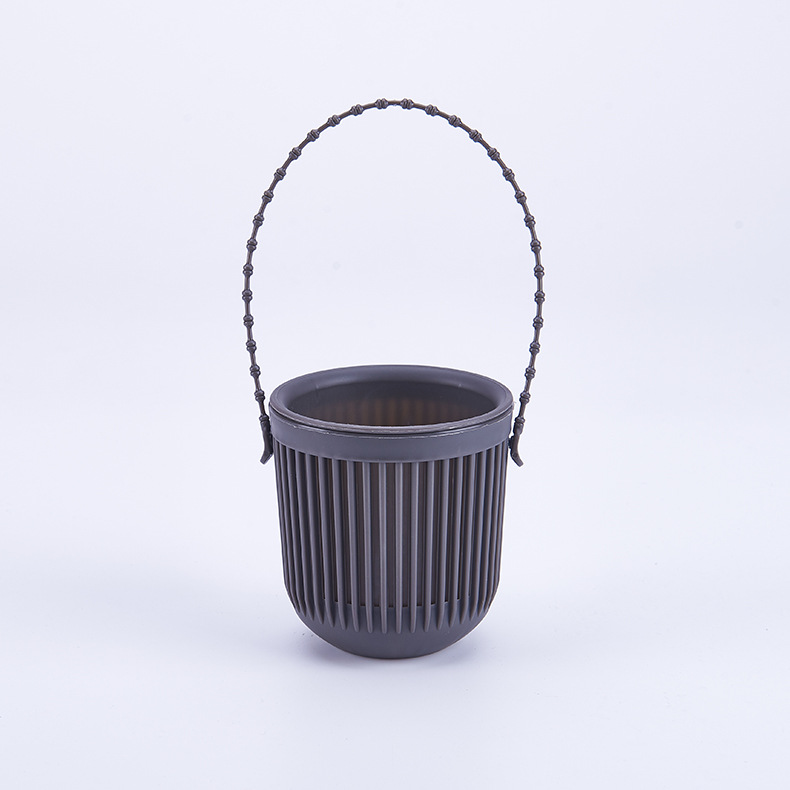 Ceramic Flower Pot - Indoor/Outdoor Use - Break Resistant - Black - 1 Piece - Wall-Mounted Planter - Image 1