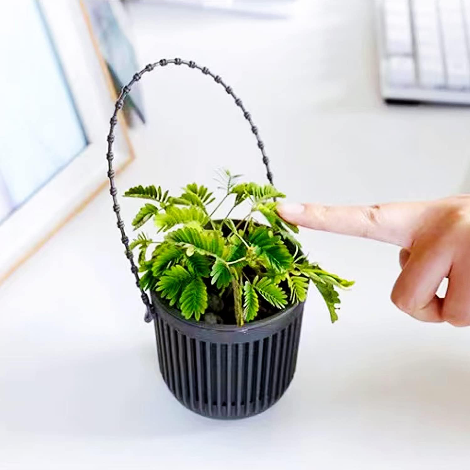Ceramic Flower Pot - Indoor/Outdoor Use - Break Resistant - Black - 1 Piece - Wall-Mounted Planter - Image 2