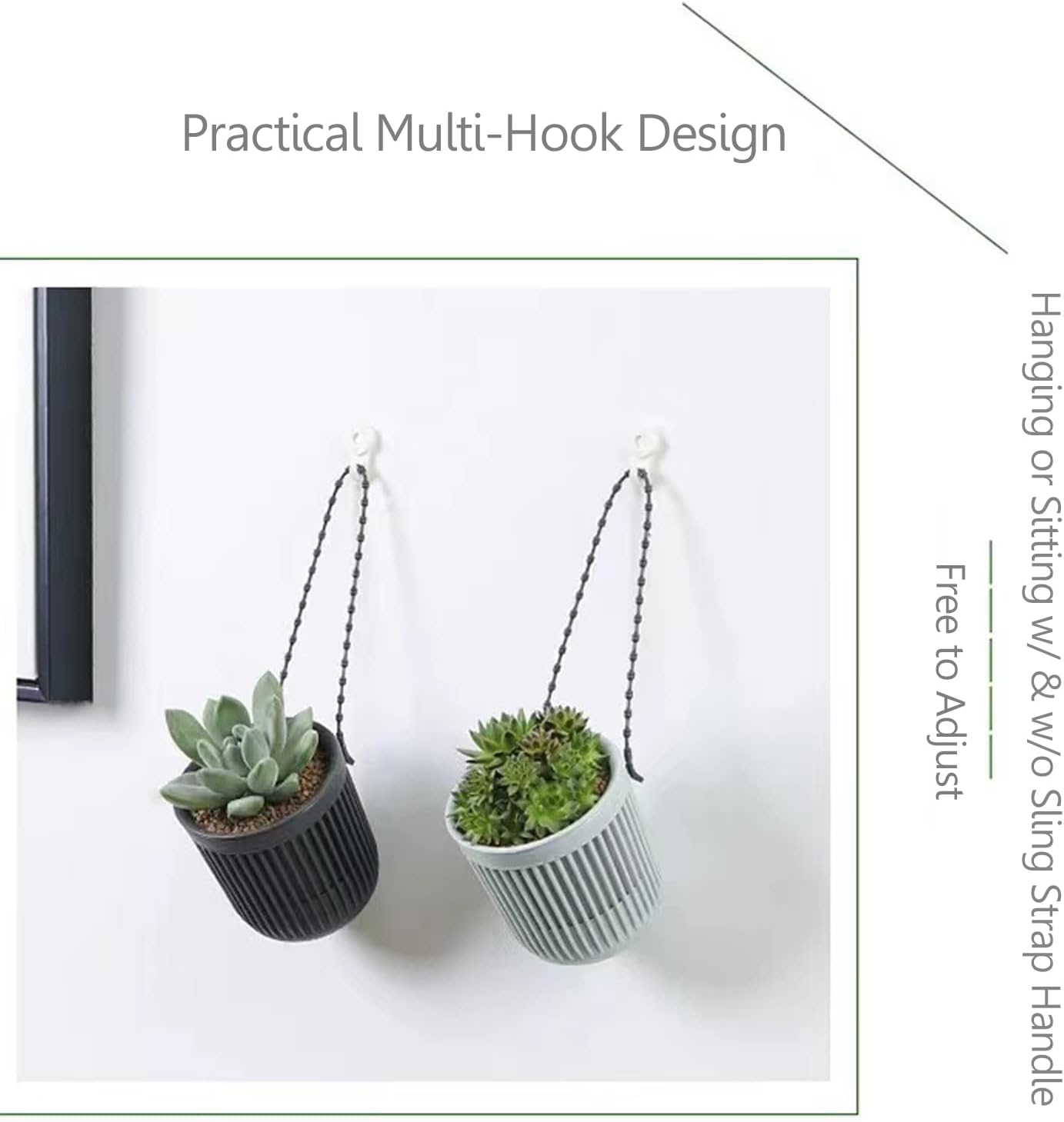 Ceramic Flower Pot - Indoor/Outdoor Use - Break Resistant - Black - 1 Piece - Wall-Mounted Planter - Image 6