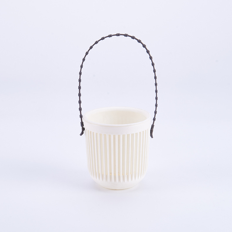 Ceramic Flower Pot - Indoor/Outdoor Use - Shatterproof - White - 1 Piece Wall-Mounted Planter - Image 1