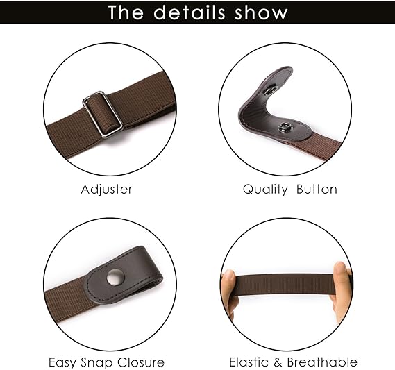 Men's Women's Elastic Belt Adjustable 1 Pair Stretch Waistband - Image 2