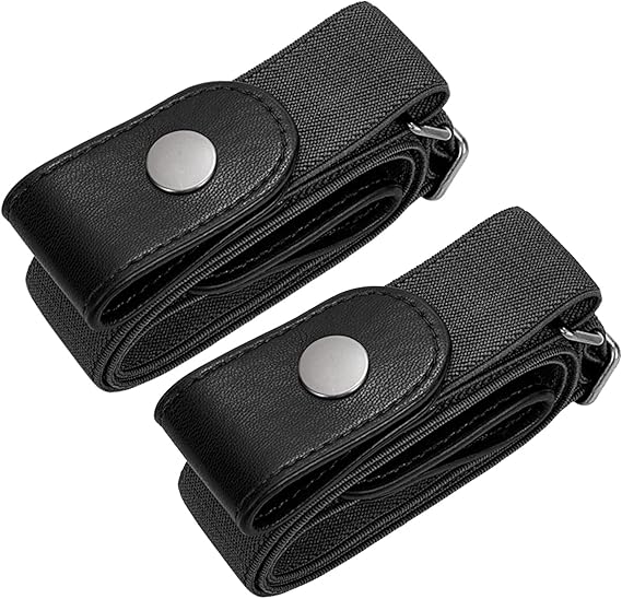 Men's Women's Elastic Belts Adjustable Stretch Belt 1 Pair - Image 1