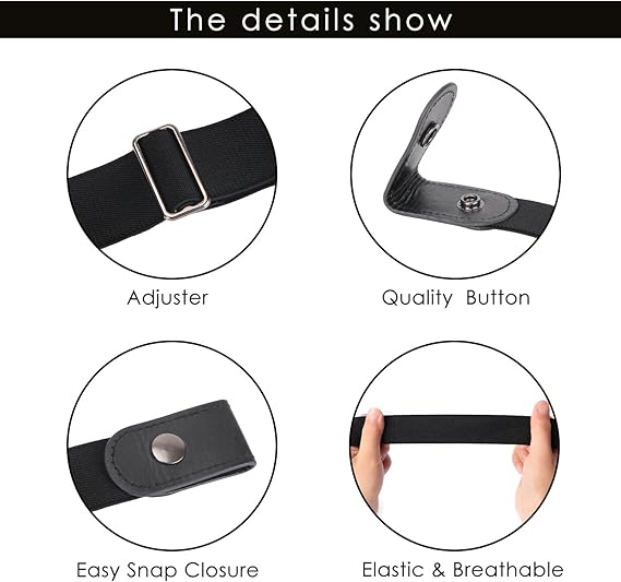 Men's Women's Elastic Belts Adjustable Stretch Belt 1 Pair - Image 2