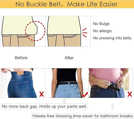 Men's Women's Elastic Belts Adjustable Stretch Belt 1 Pair - Image 3