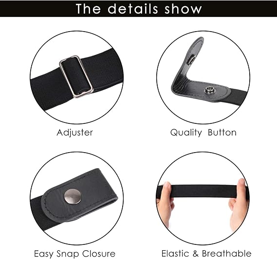 2 Pairs Elastic Belts Adjustable Unisex Waist Belts for Men and Women - Image 3