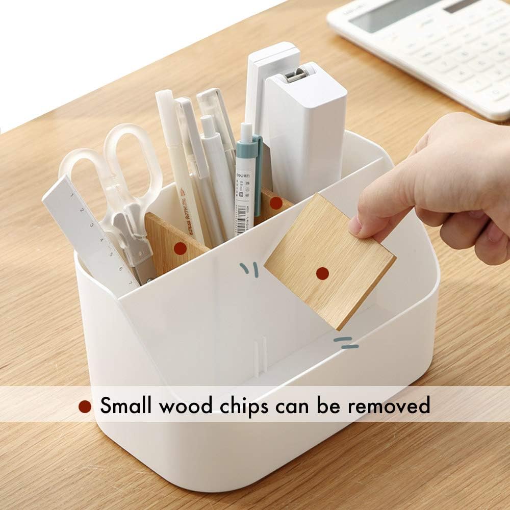 Pink Desk Organizer with Compartments Small Storage Box for Makeup Brushes Pens Pencils Remote Controls Office Accessories - Image 2