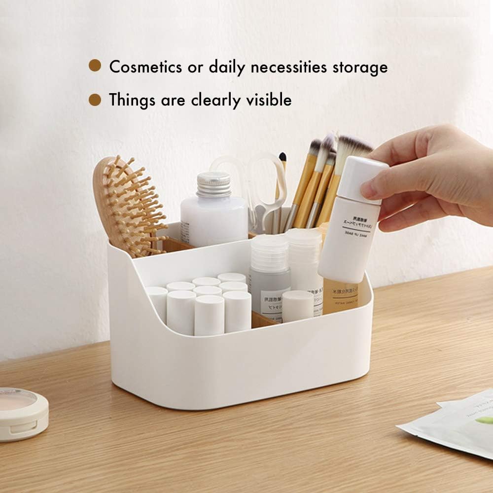 Pink Desk Organizer with Compartments Small Storage Box for Makeup Brushes Pens Pencils Remote Controls Office Accessories - Image 4