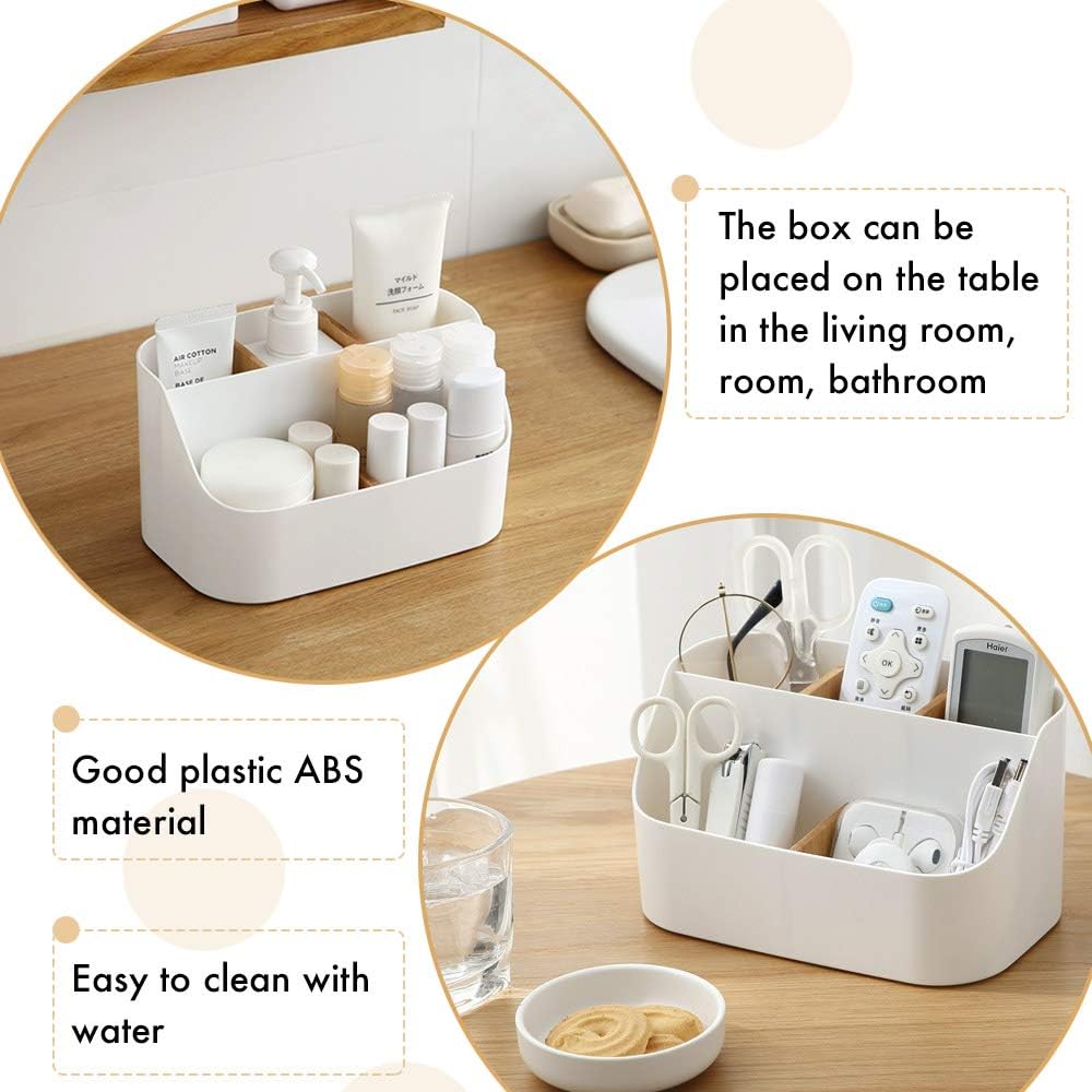 Pink Desk Organizer with Compartments Small Storage Box for Makeup Brushes Pens Pencils Remote Controls Office Accessories - Image 5