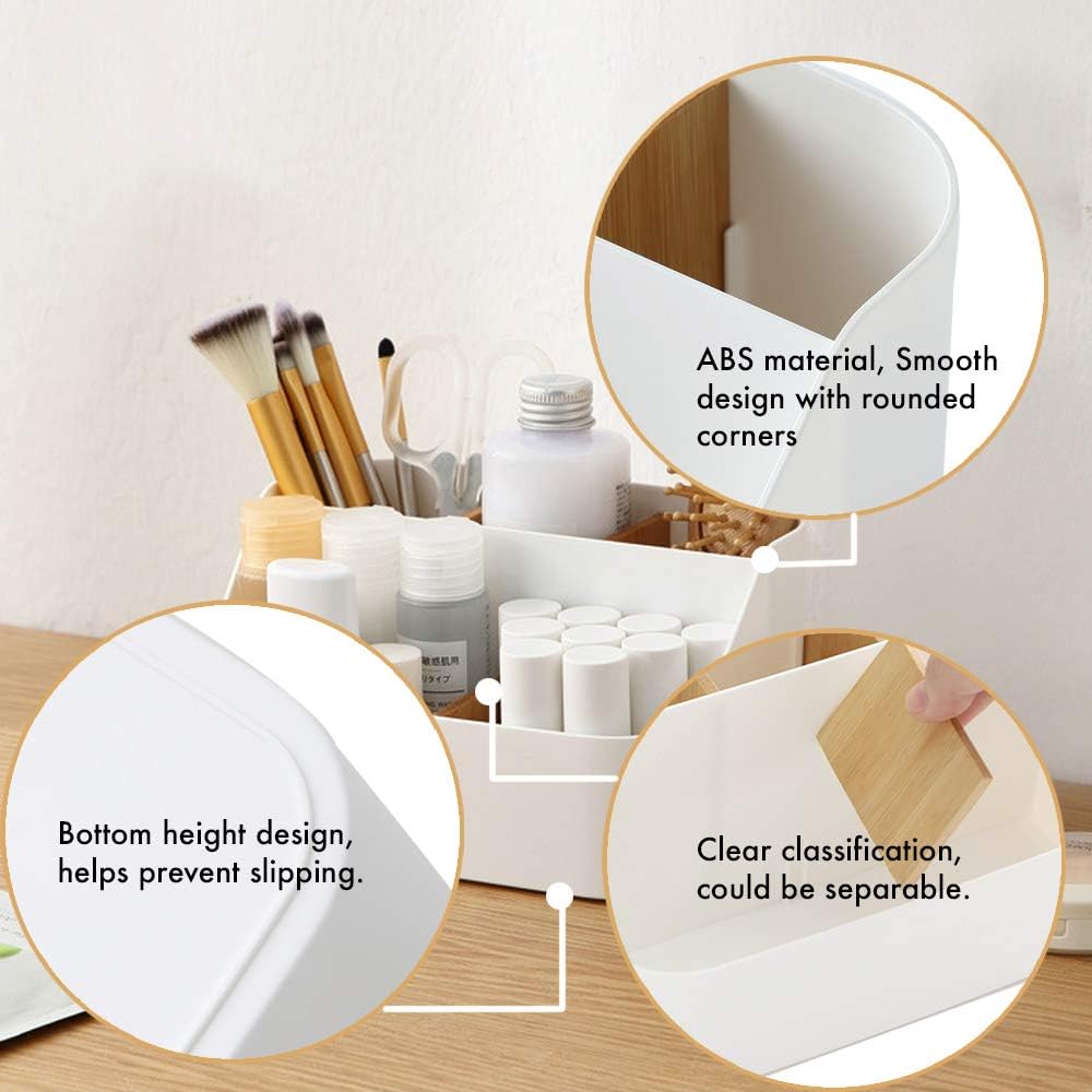Pink Desk Organizer with Compartments Small Storage Box for Makeup Brushes Pens Pencils Remote Controls Office Accessories - Image 6