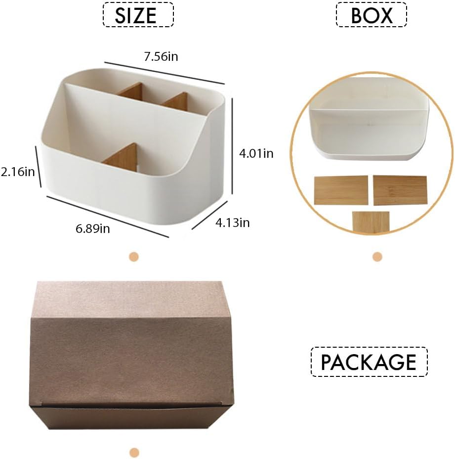 Pink Desk Organizer with Compartments Small Storage Box for Makeup Brushes Pens Pencils Remote Controls Office Accessories - Image 7
