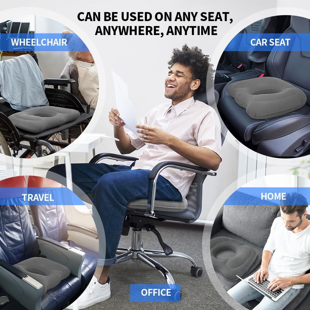 1 Piece Grey Anti-Slip Ring Cushion Chair Pad for Office Chair - Image 2