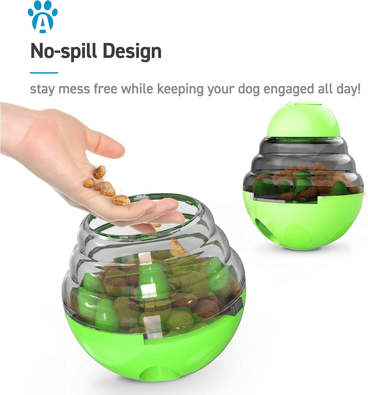 Blue Interactive Dog Food Dispensing Toy Ball - Treat Dispenser for Dogs - 1 Piece - Image 3