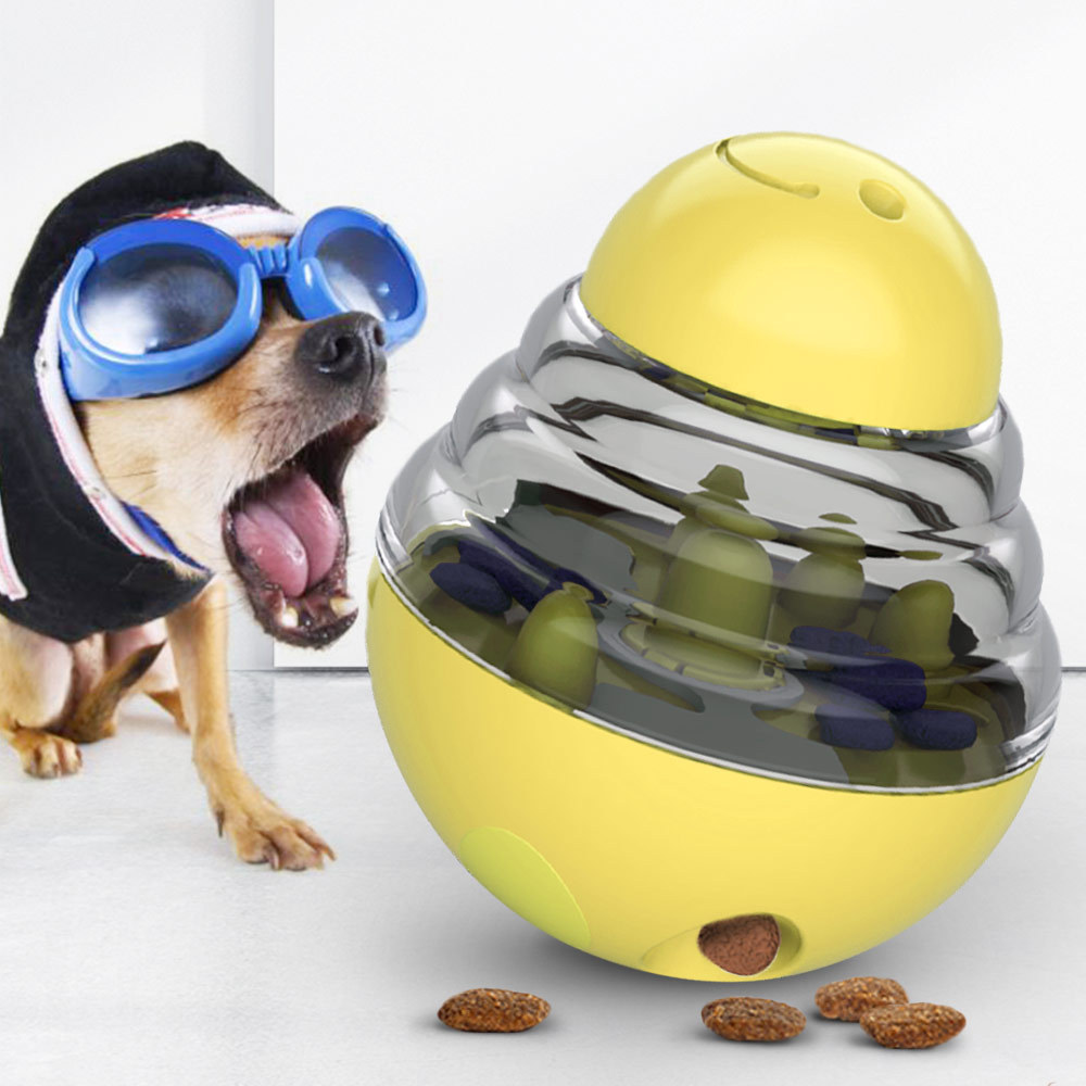 Yellow Interactive Dog Toy Snack Ball Food Dispenser for Dogs 1 Piece - Image 1