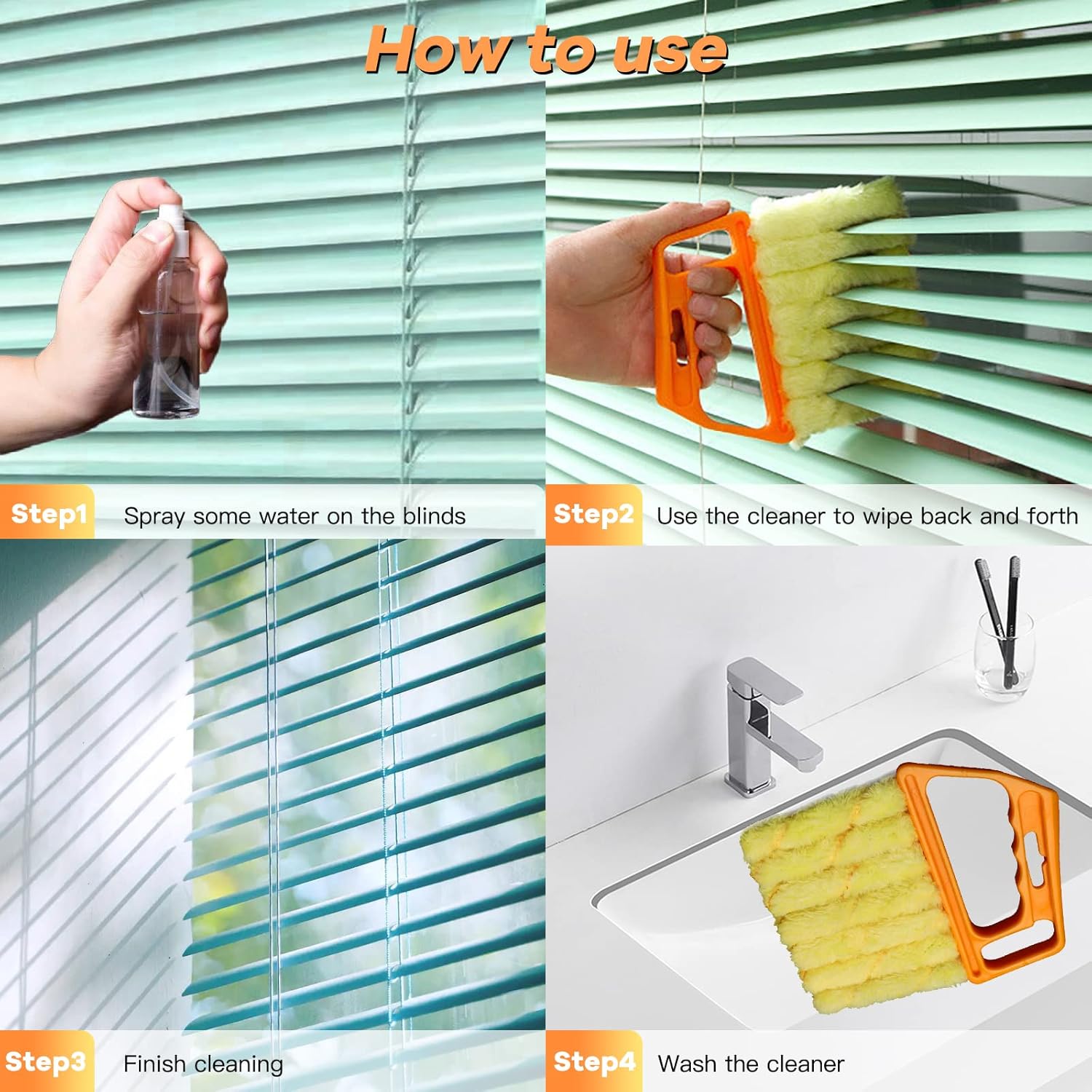 4 Pack Lamella Cleaner Dust-Free Yellow and Orange Blades Cleaning Tool - Image 7