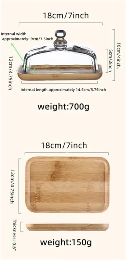 Mini Cake Stand with Glass Dome - Wooden Serving Board for Cupcakes Cheese - Butter Dome as Kitchen Decoration Gift - Image 2