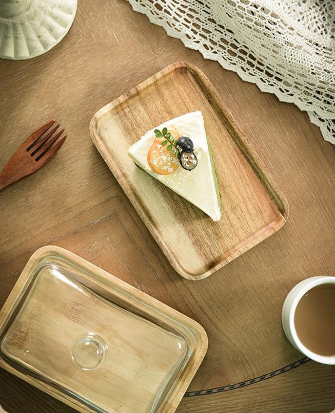 Mini Cake Stand with Glass Dome - Wooden Serving Board for Cupcakes Cheese - Butter Dome as Kitchen Decoration Gift - Image 7