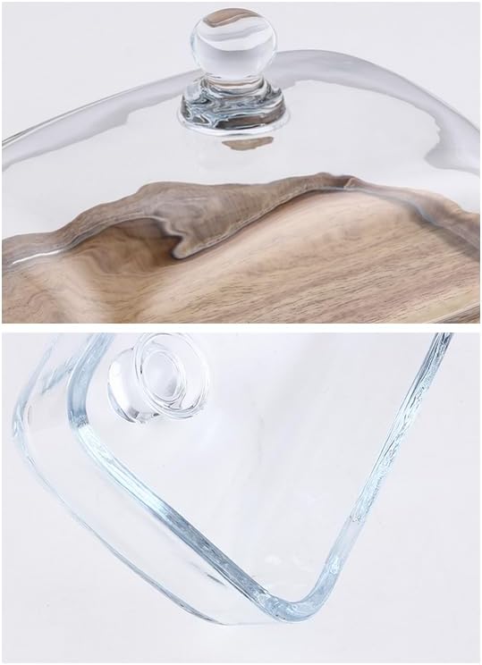 Mini Cake Stand with Glass Dome - Wooden Serving Board for Cupcakes Cheese - Butter Dome as Kitchen Decoration Gift - Image 8